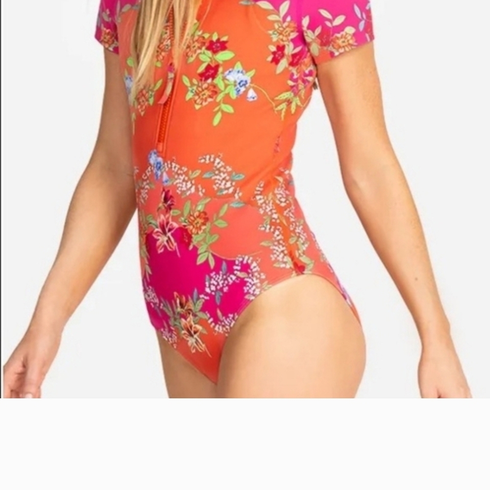 Floral Short Sleeve Swimsuit